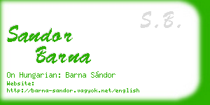 sandor barna business card